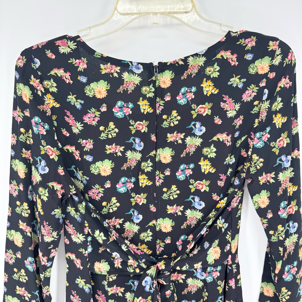 Vintage 90s Y2K‎ Fairy Grunge Betsey Johnson LS Floral Mini Dress Black Size 6 - Picture 8 of 11